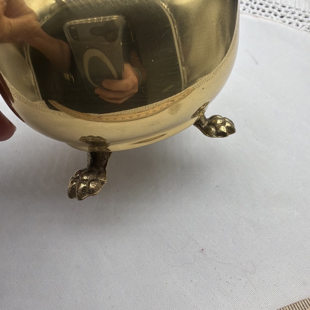 VTG Solid Brass Open Salt Cellar With Claw Feet