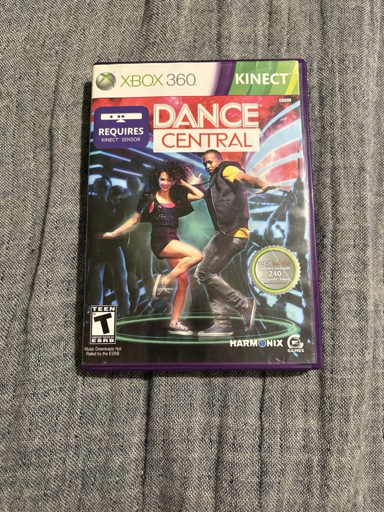 Microsoft Xbox 360 Kinect Sensor Black USB with Dance Central & Wipeout 2