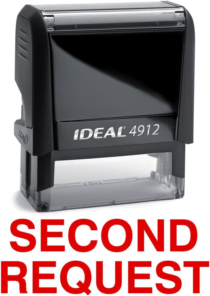 SECOND REQUEST Red Stock Self-Inking Rubber Stamp