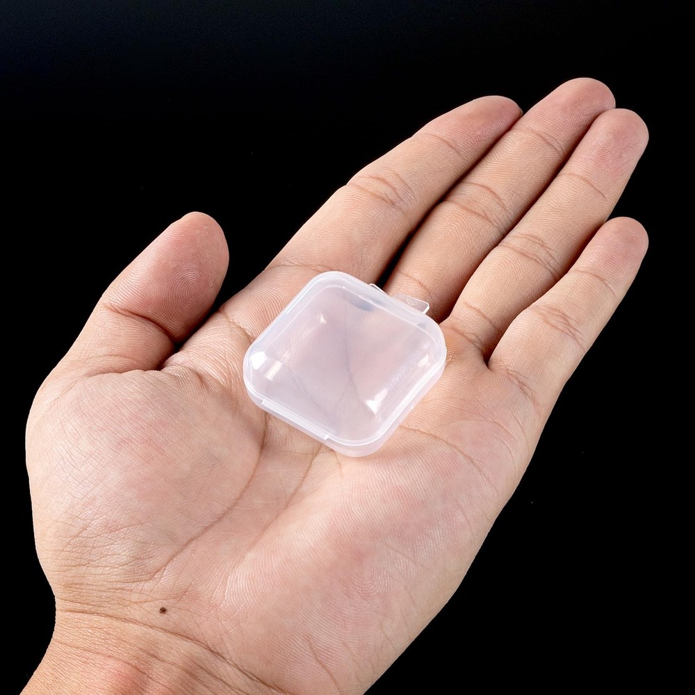 10Pcs Ear Plug Case, Mini Plastic Earplug Containers, 1.8Mm Square Box with Hing