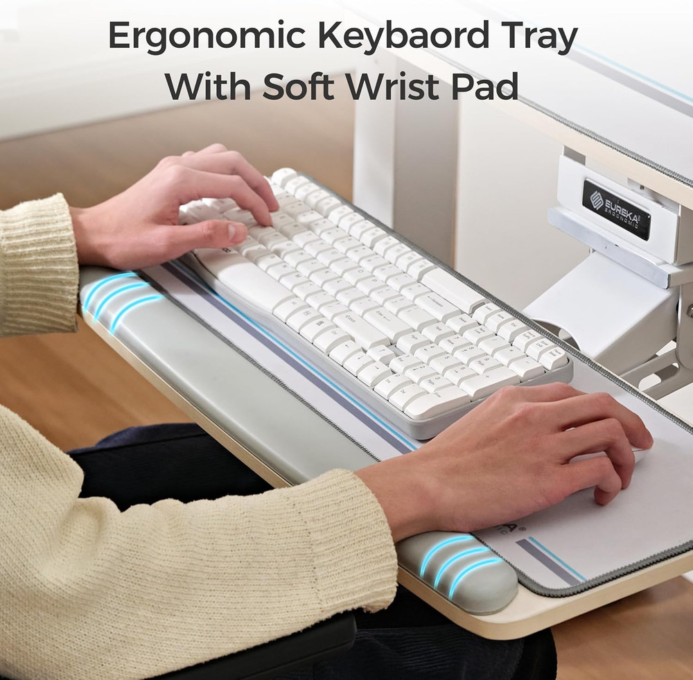 Keyboard Tray Height Adjustable, Swivel Tilt Computer Keyboard Drawer under Desk