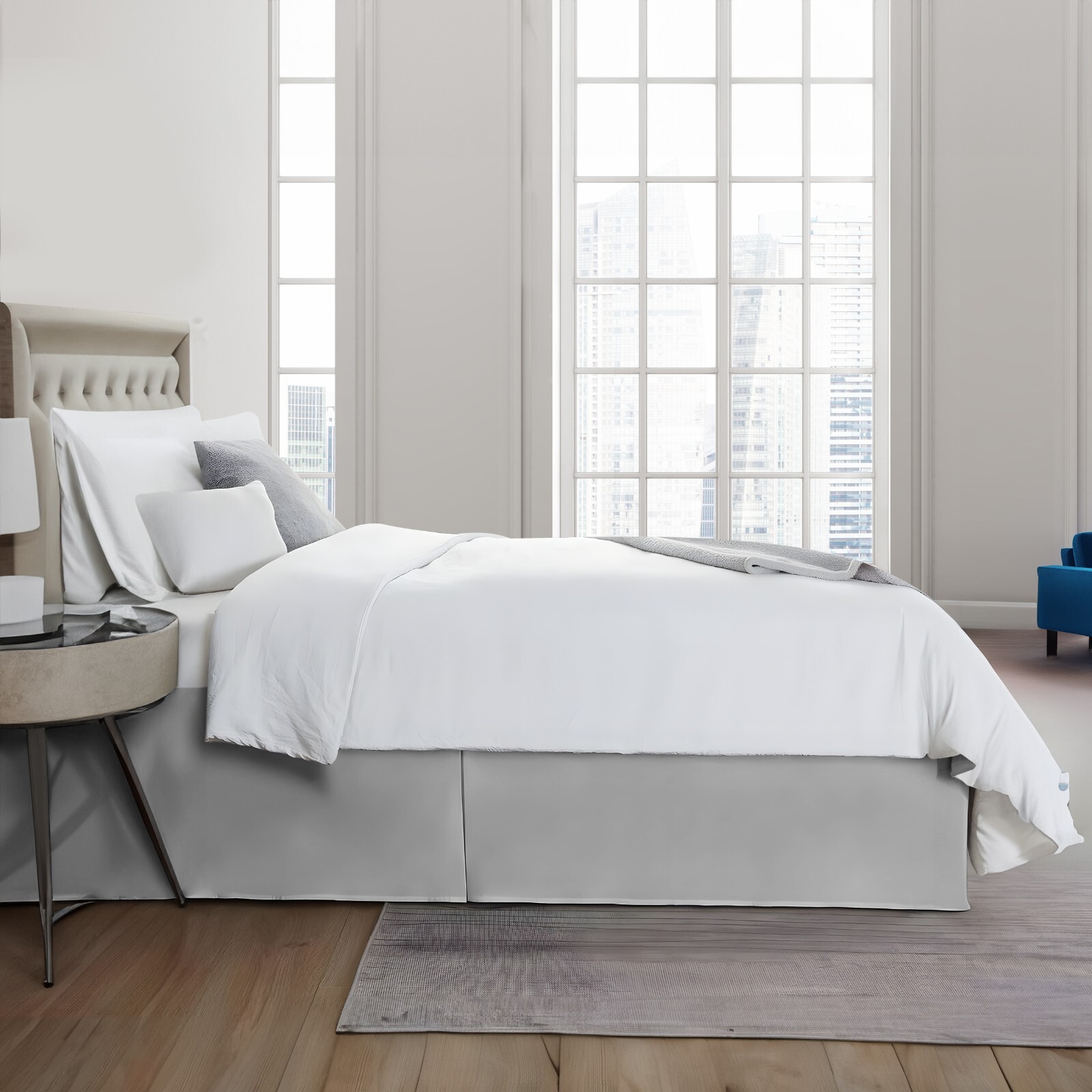 16" Drop Luxury Bed Skirt Solid Microfiber Pleated Premium Tailored Dust Ruffle