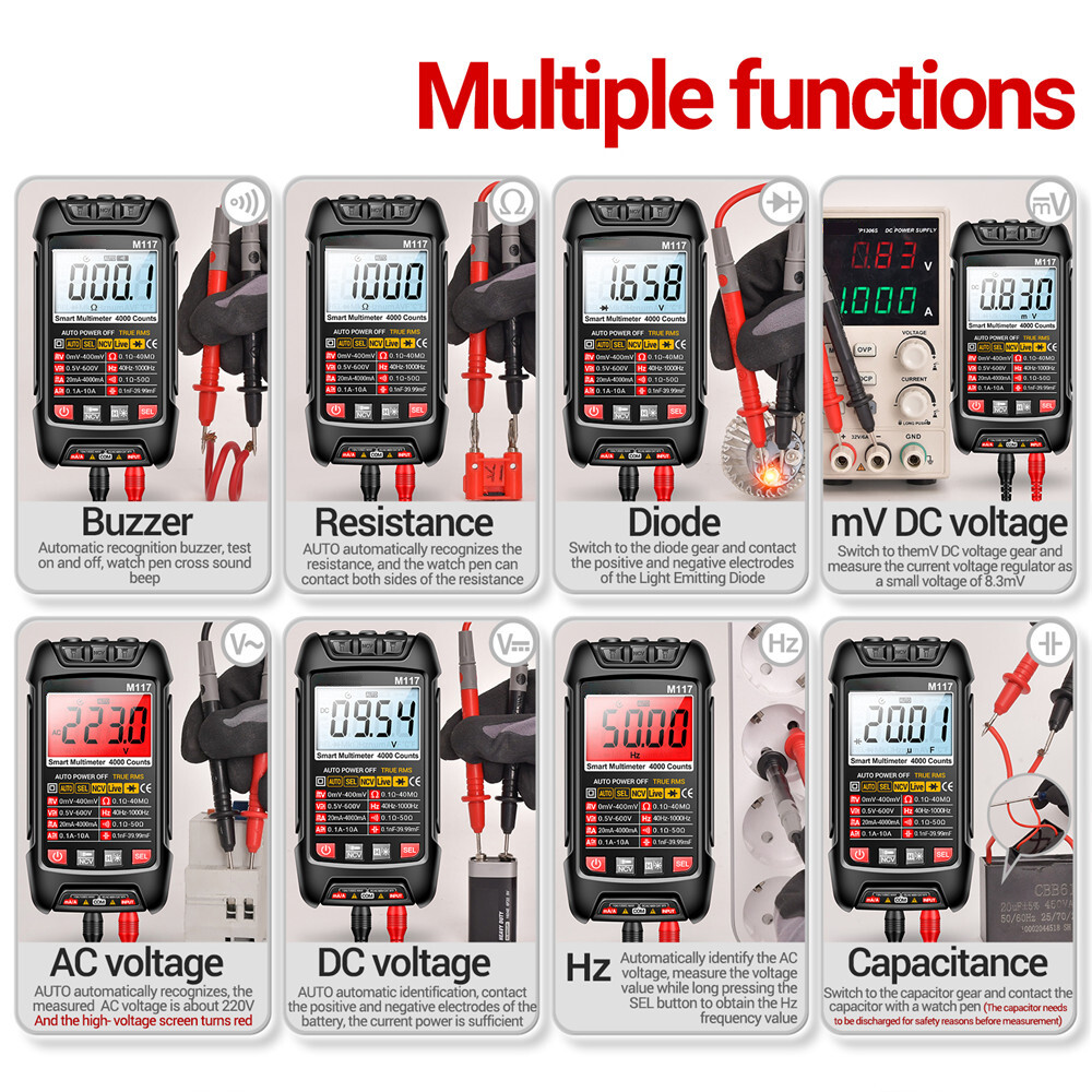 ANENG M117 Digital Multimeter NCV AC/DC Voltmeter Current 4000 Count True RMS
