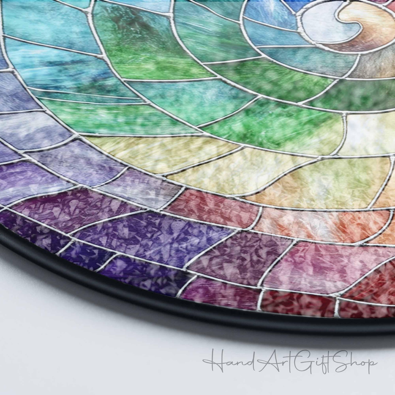 Rainbow Spiral Stained Glass Suncatcher, Spiral Window Hanging Decor