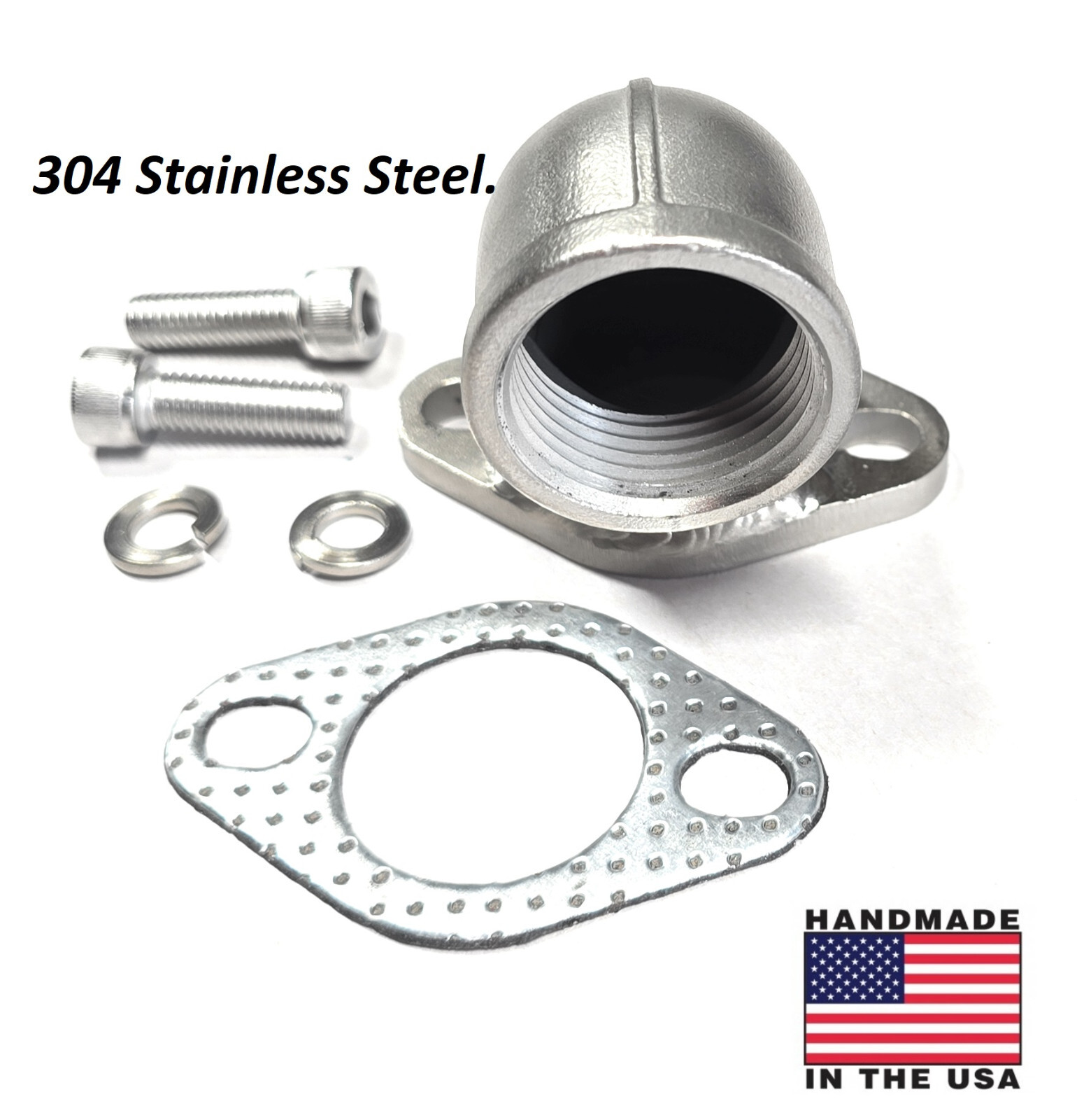 Stainless steel elbow exhaust port : Predator 301, 420. Honda GX 240, 270, 390.