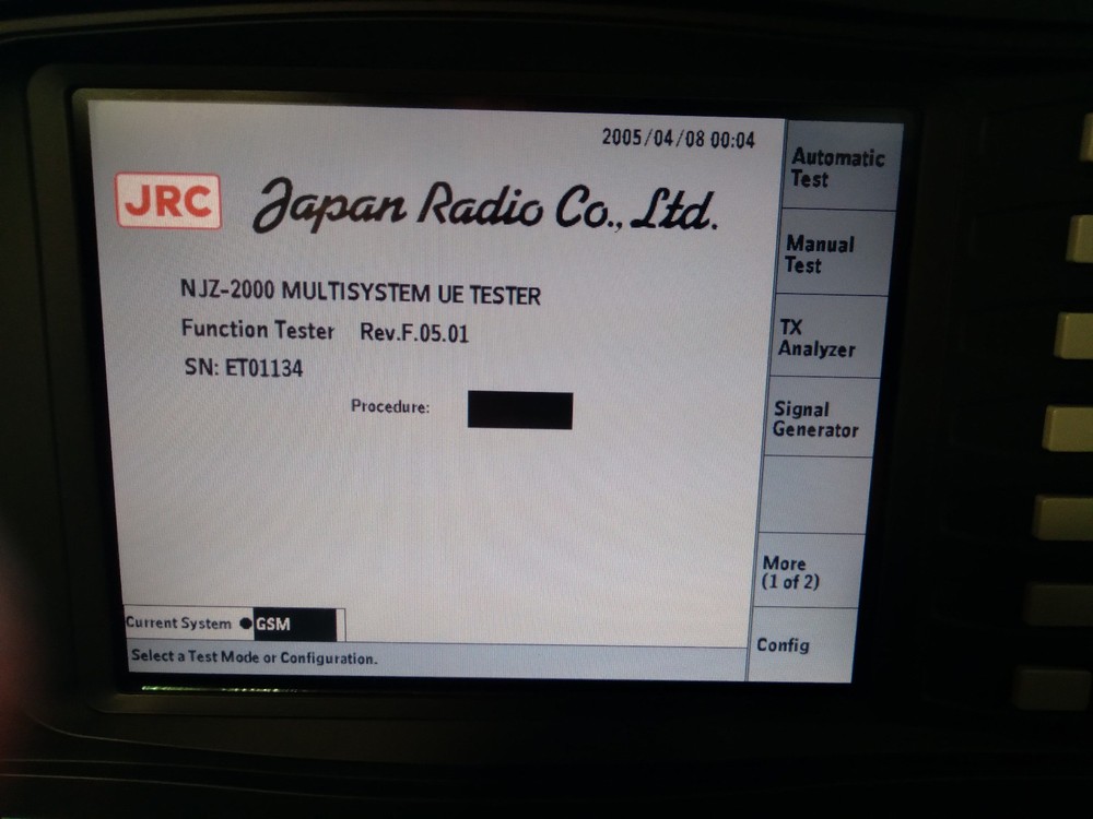 JRC NJZ-2000 Multi System UE Tester, Opts E03 E04 G00 G03 W00 W07 E00 E01