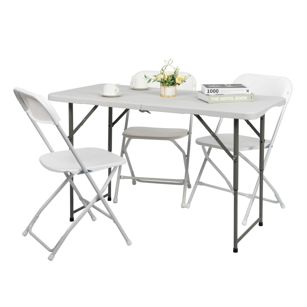 4ft Foldable Lift Patio Plastic Table White