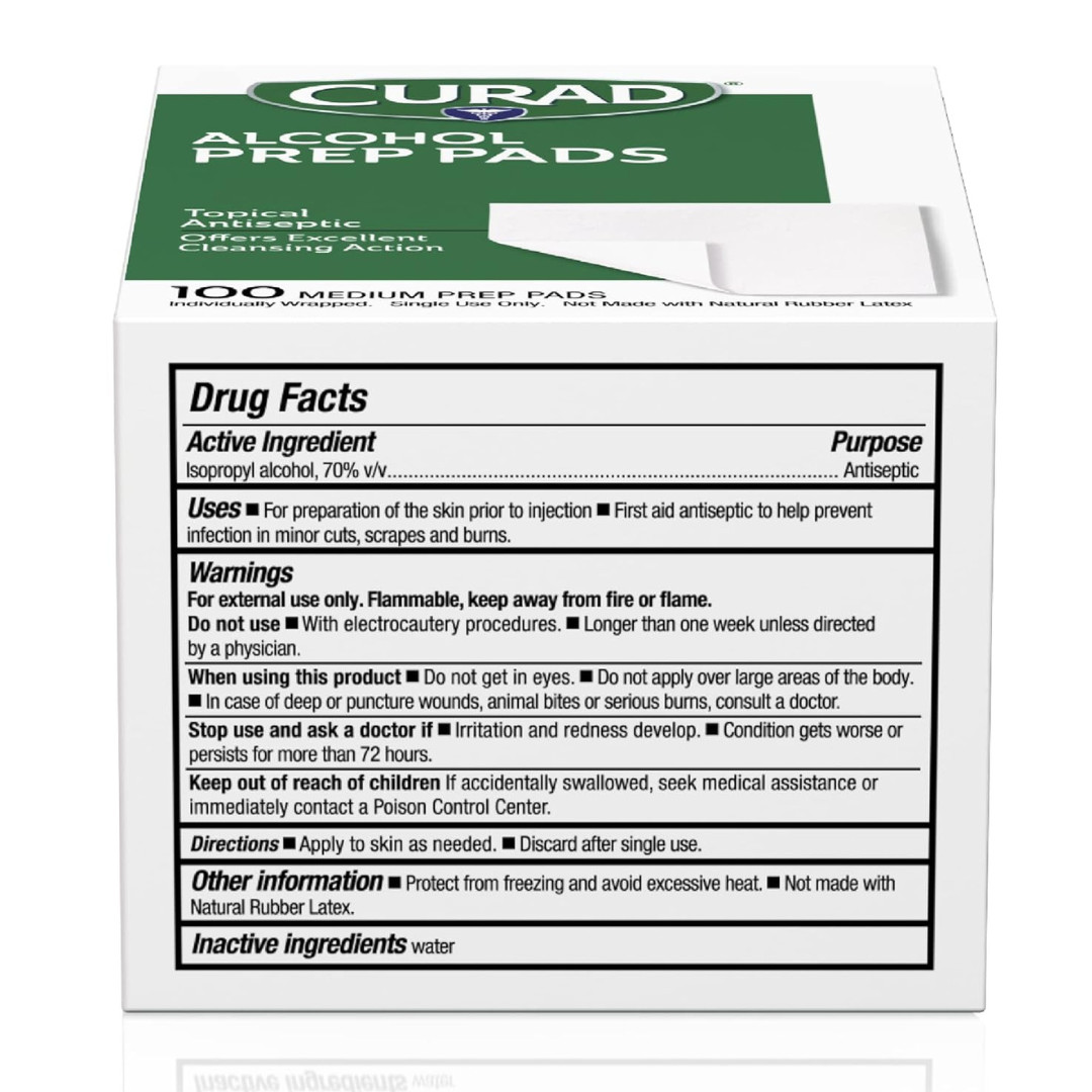 Curad Alcohol Prep Pads Swabs Wipes - 4Box 400 Counts Isopropyl Wipes Thick Pad
