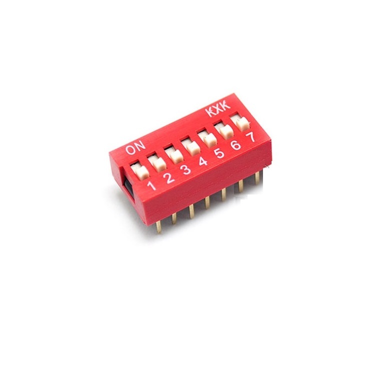 5Pcs Slide Type Switch Module 2.54mm 7-Bit 7 Position Way DIP Red Pitch
