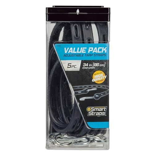 5PCS Adjustable Tarp Straps 1806 Value Pack Bungee Cords with Hooks