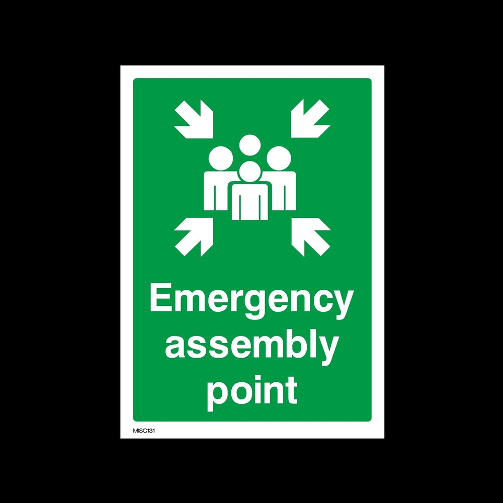 Emergency Assembly Point - Plastic Sign, Sticker - All Sizes - MISC131