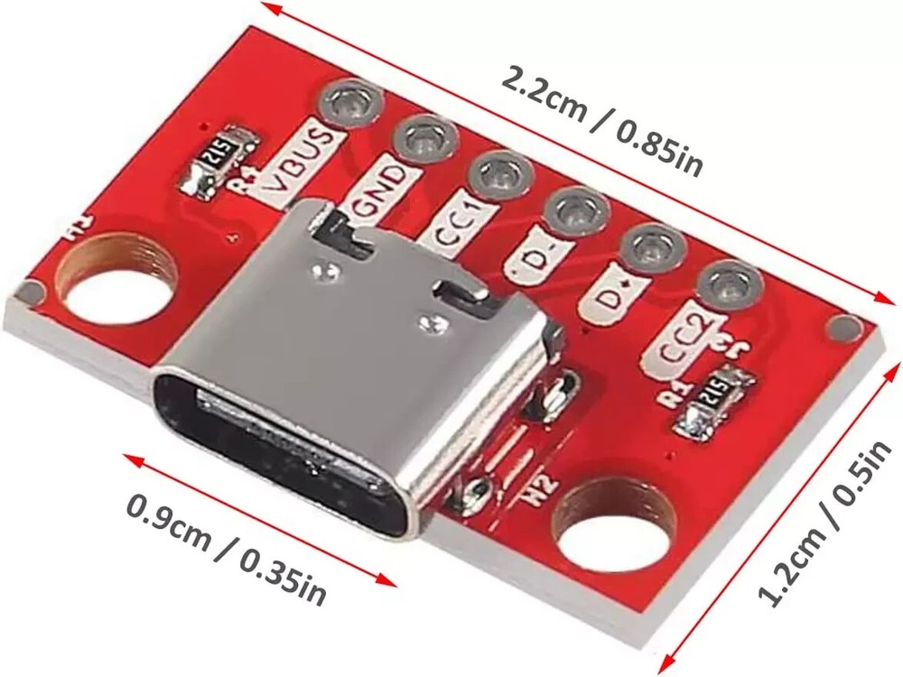 5pcs USB Type-C Breakout Board Serial Basic Breakout Female Connector Type PC