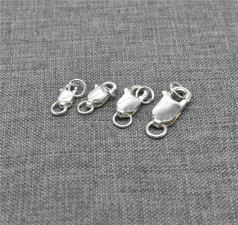 5 Sterling Silver Rectangle Lobster Clasps with 2 Rings for Trigger
