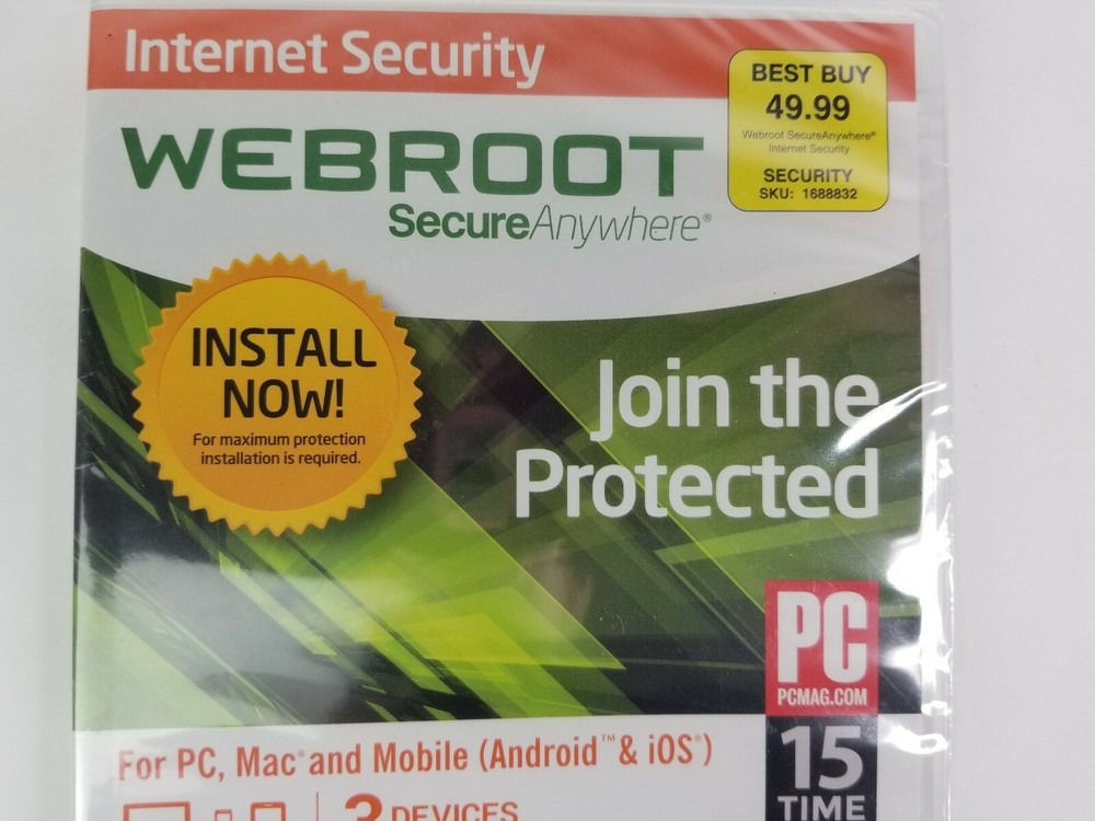Webroot Secure Anywhere Internet Security Plus (3 Devices) Factory Sealed