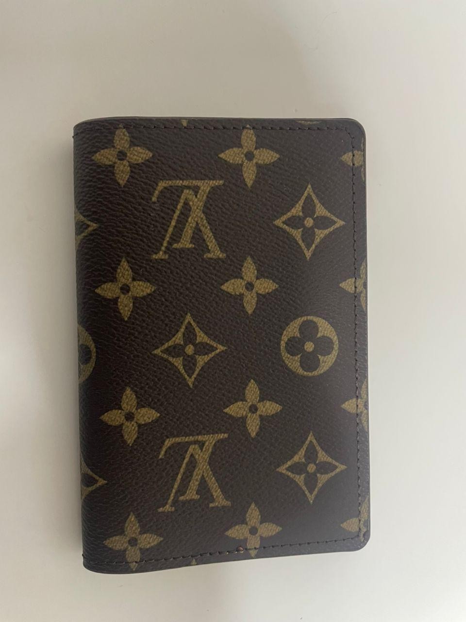 LV Louis Vuitton Pocket Organizer Monogram Eclipse Brown