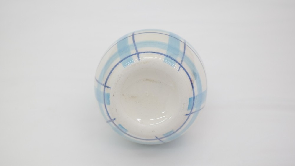 Ceramic Blue Plaid Easter Baskets Candy Dish Bowl VY