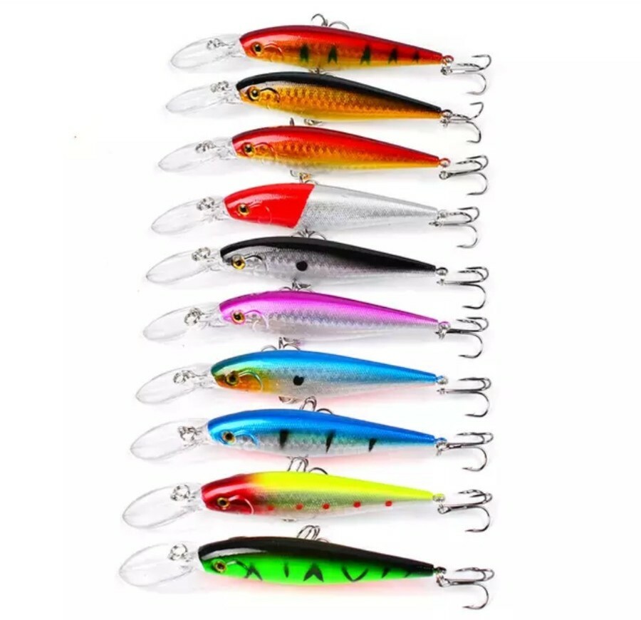 Fishing Lures crankbait Wobbler Lot of 10-pack bass walleye pike minnow lure lot