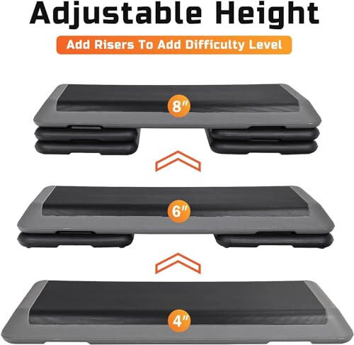 43" Exercise Aerobic Step Platform Adjustable Fitness Stepper with 4 Removable R