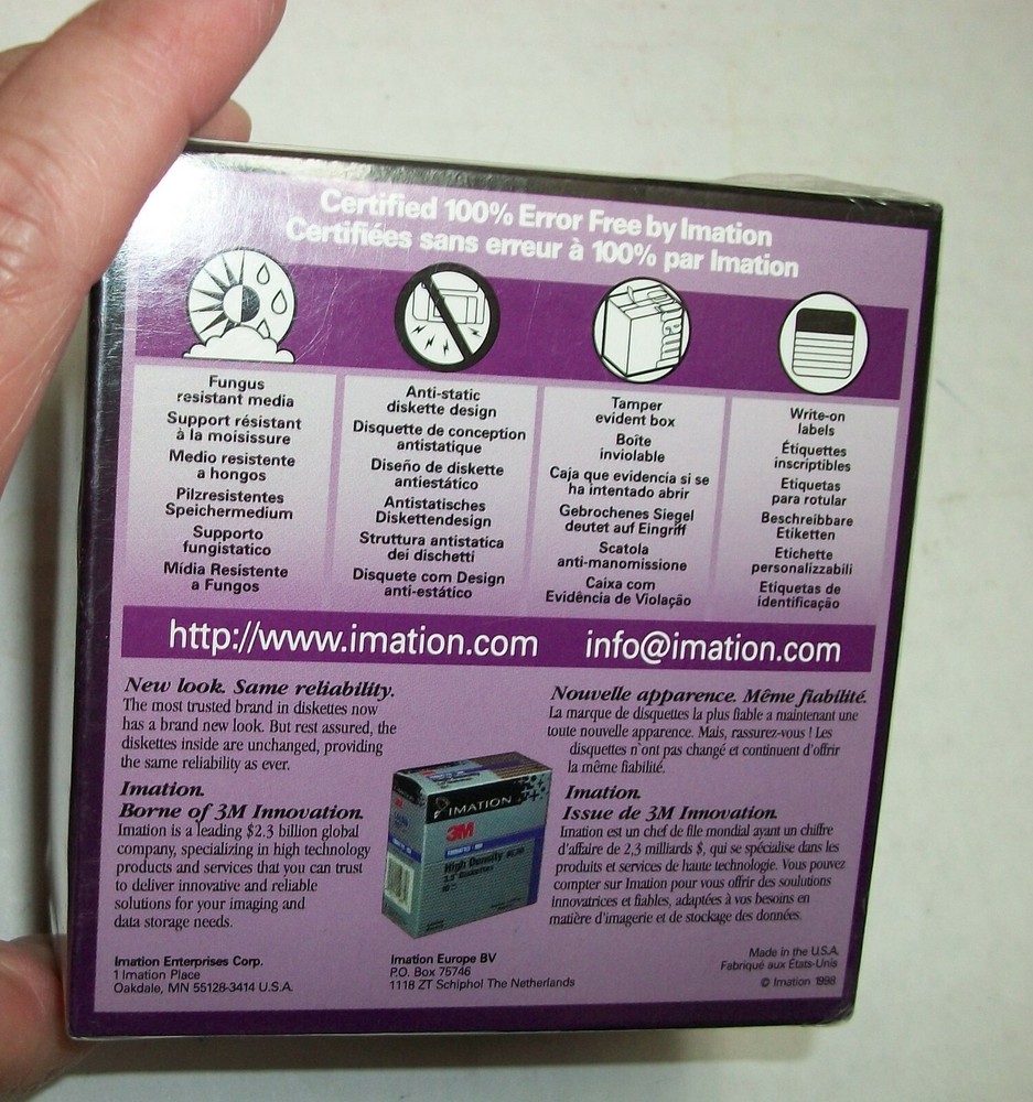 Imation 3.5" Floppy Disks Diskettes 10 Pack IBM Formatted Anti Static 2HD NOS