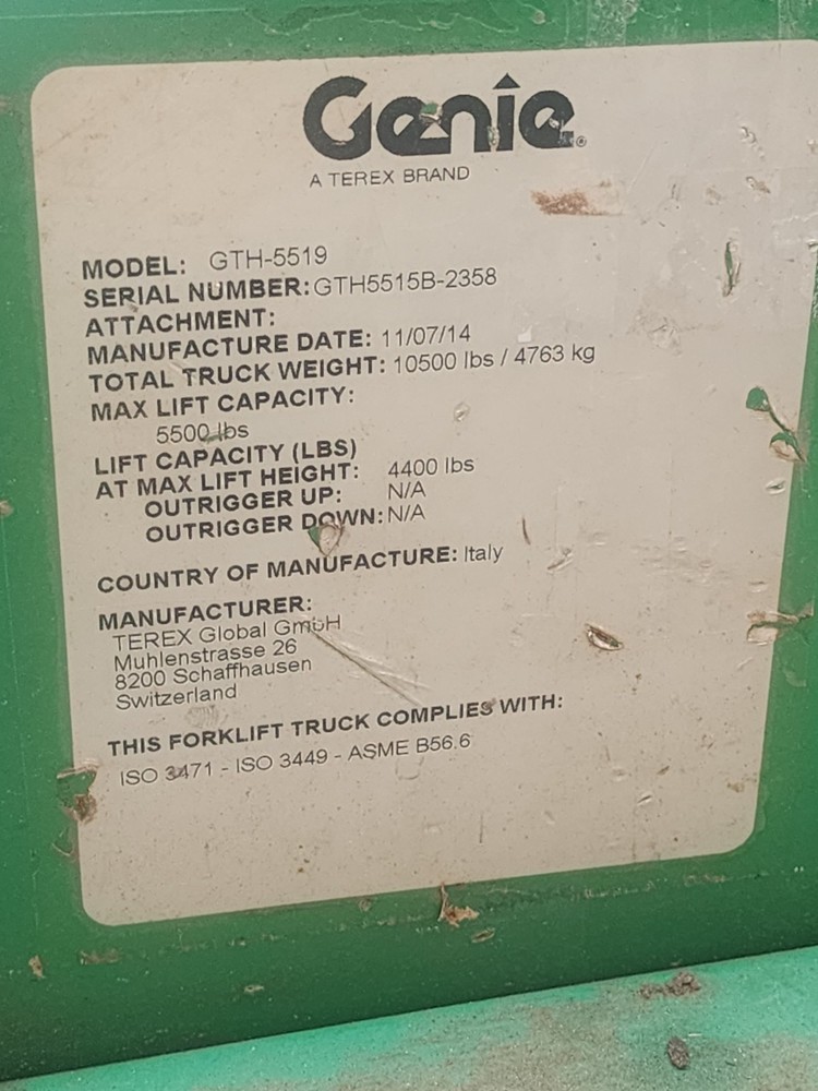2014 GENIE TELEHANDLER GTH-5519