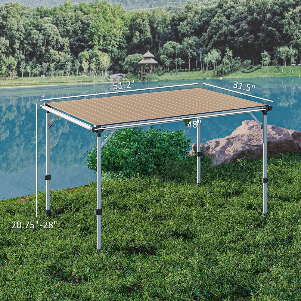 Foldable Table, Adjustable Height Aluminum Table for Picnic