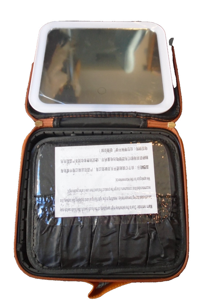 Yaliang Makeup Bag w/LED Lighted Mirror - Orange