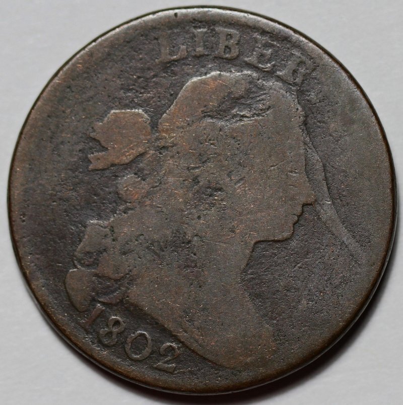 1802 Draped Bust Large Cent - Elephant Trunk - US 1c Copper Coin