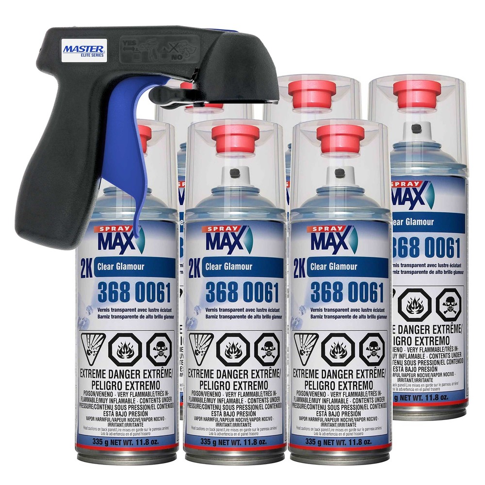 SprayMax 2K Glamour High Gloss Clearcoat (6 pack) with Spray Can Trigger Handle