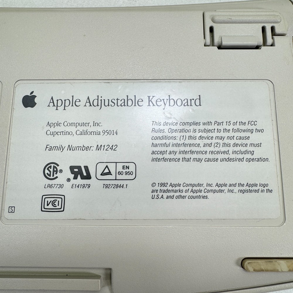 Vintage Apple Mac Adjustable Keyboard M1242 + Numeric Keypad & Disk Ergonomic