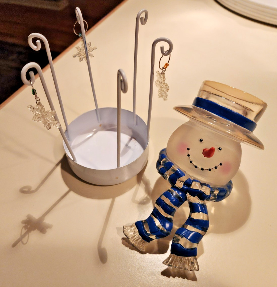 Snowman wine bottle head with stand