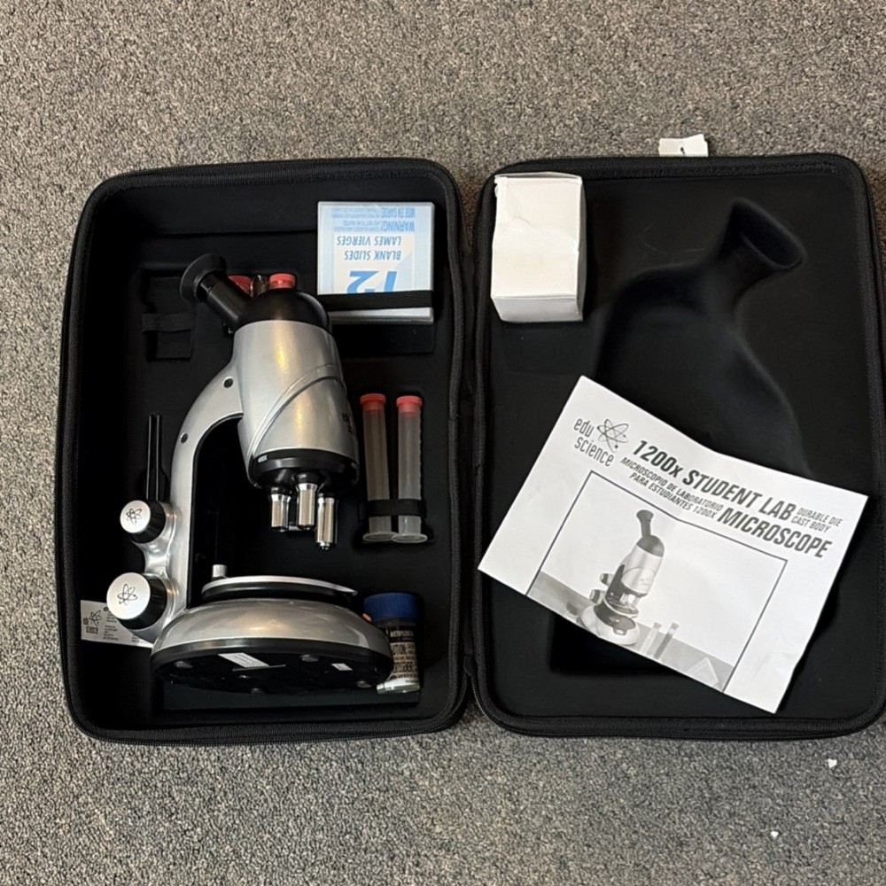 Edu Science 1200x Student Lab Microscope Set with Accessories & Blank Slides