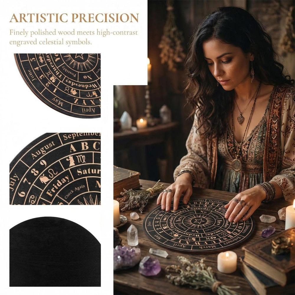 Star Pendulum Board, Large Wooden Dowsing Divination Board, Metaphysical Message