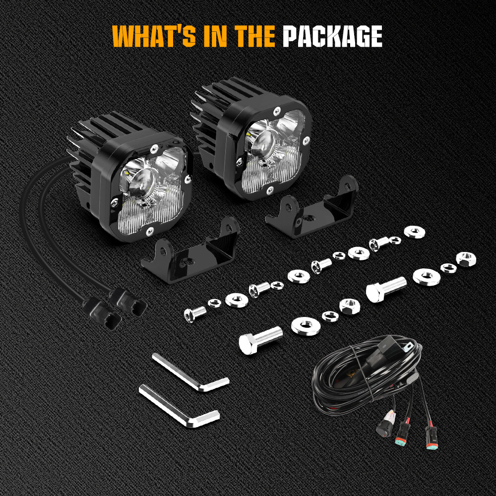 2PCS 3" Laser LED Work Lights Bar Pods Driving Lights With Wire Off road Driving