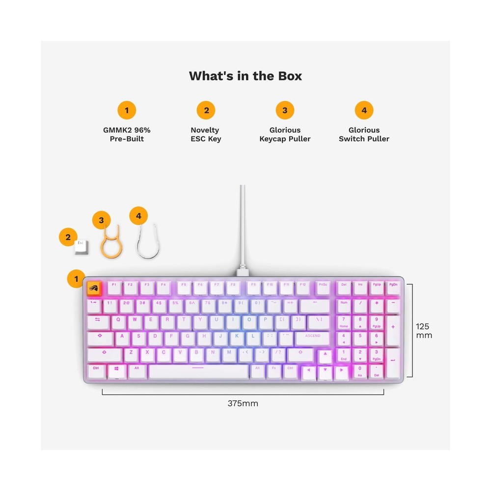 Glorious GMMK 2 Small Gaming Keyboard Base- Barebones Kit- TKL Hot Swappable ...