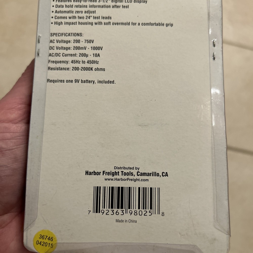 Cen-Tech 98025 7 Function Digital Multi Meter Electronic Volt Tester Electronic