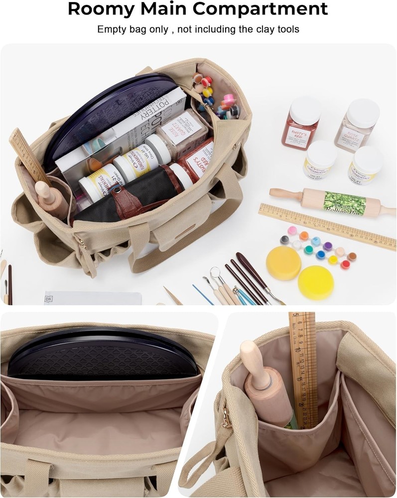Durable Canvas Pottery Tool Bag with Multiple Pockets for Ultimate Organization