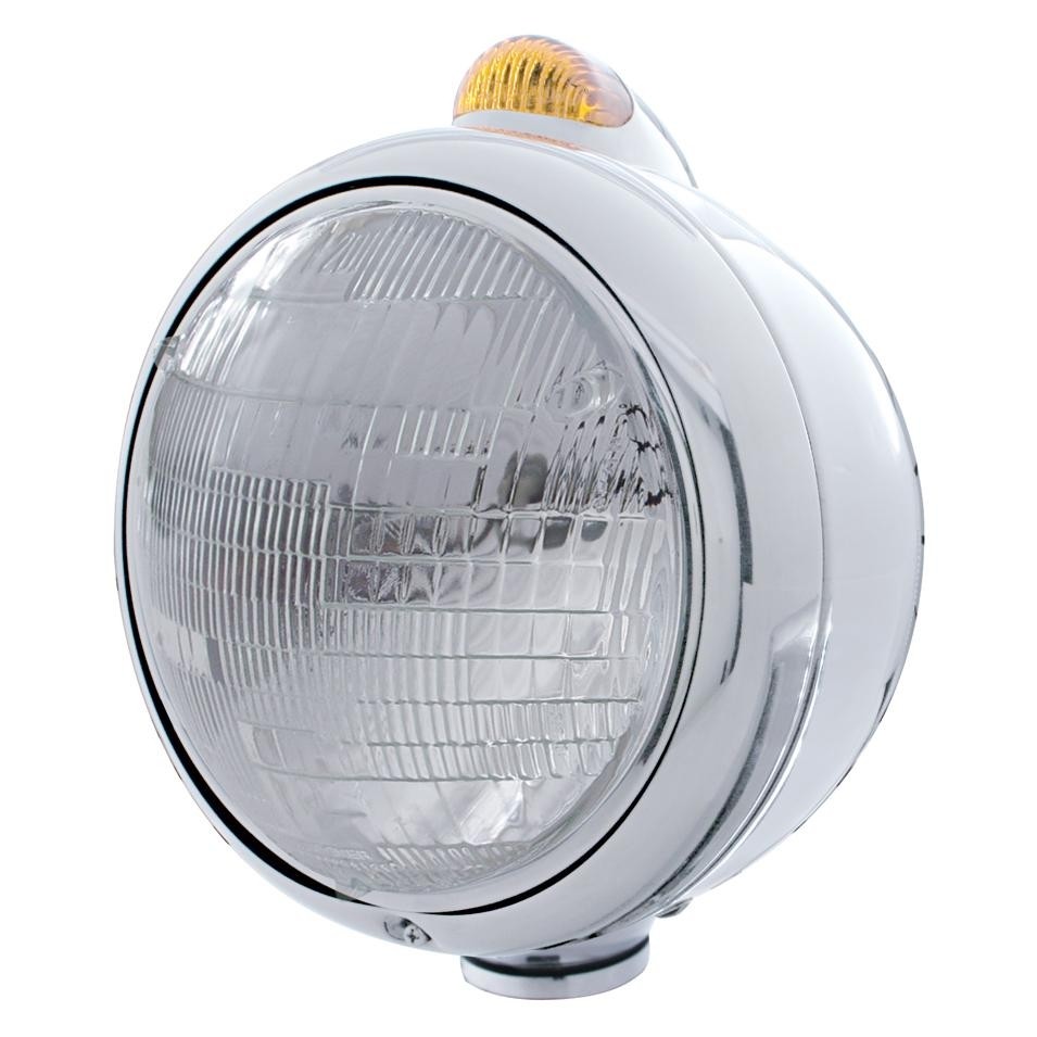 GUIDE Headlight, Dual Function, Stainless, 6014 Bulb - Amber LED/Amber Lens Turn