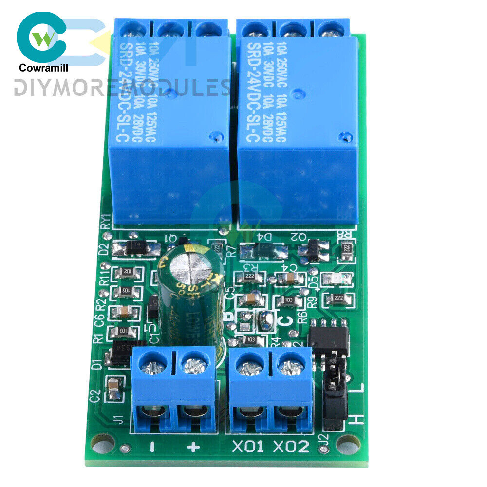 DC 5V 12V 24V 2-Way Self-Locking Interlock Relay Module Flip-Flop Latch Relay