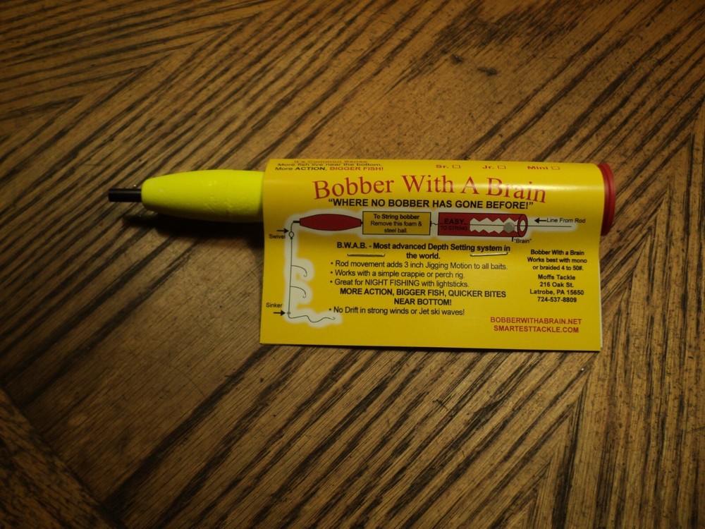 Bobber With A Brain Jr 10 Pack Slip Float w/ Yellow Top