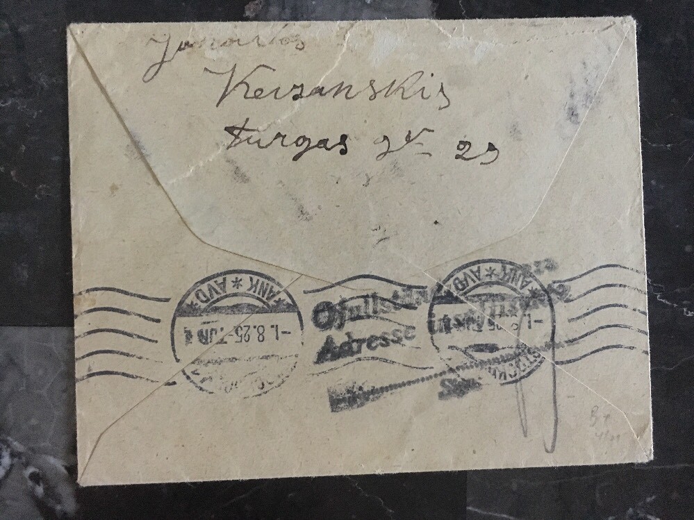 1925 Jonava Lithuania cover To Sweden