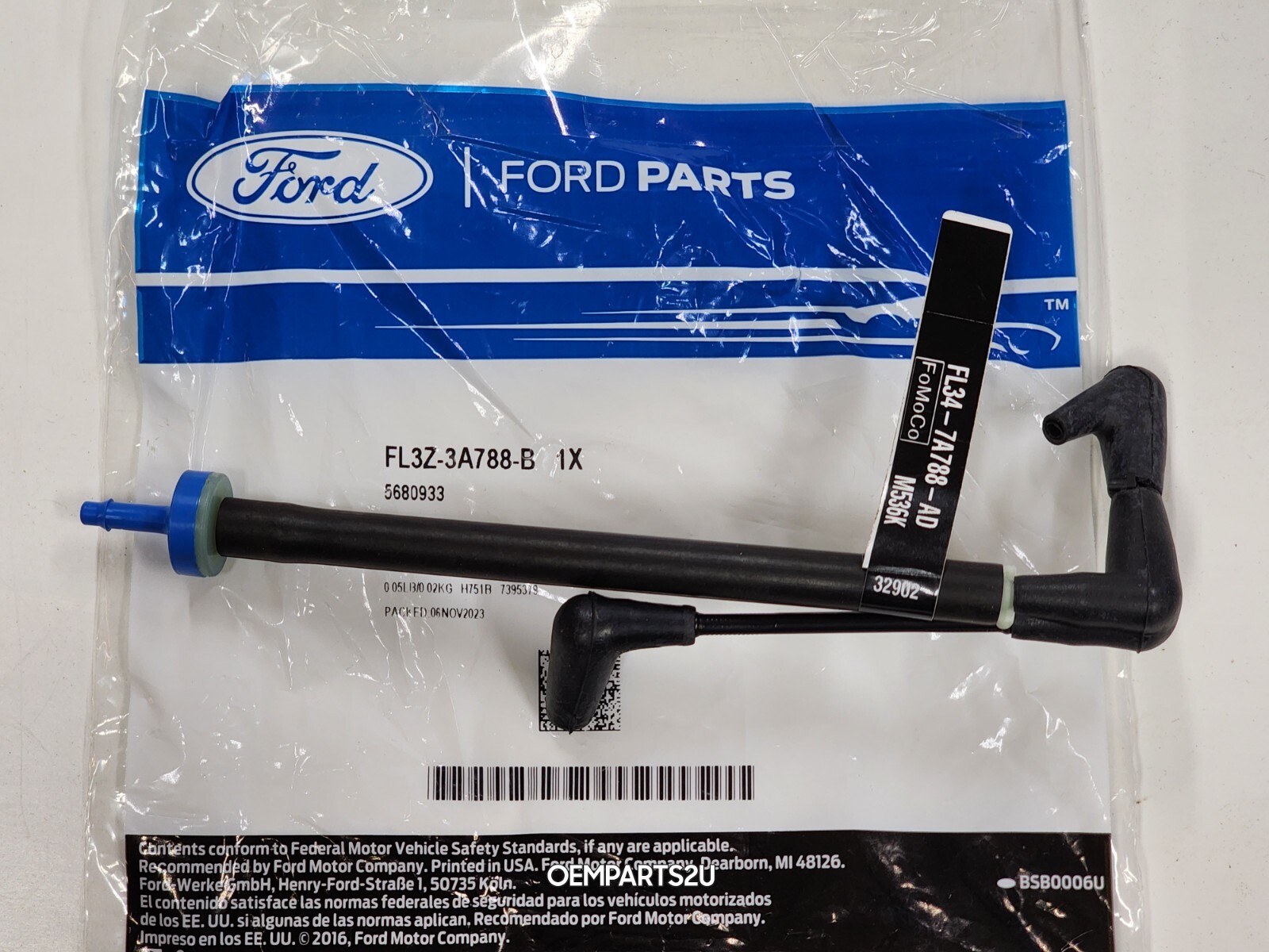 New 2015-2020 Ford F150 4X4 Auto Hub Lock Vacuum Line Tube Check Valve 4wd, OEM