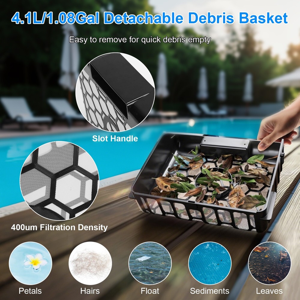 Surfer Robotic Solar Pool Skimmer w/ APP Support, Dual Charging Modes