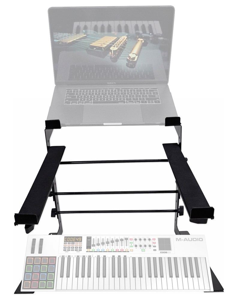 Rockville Dual Shelf Laptop+Controller Stand for M-Audio Code 49 Keyboard