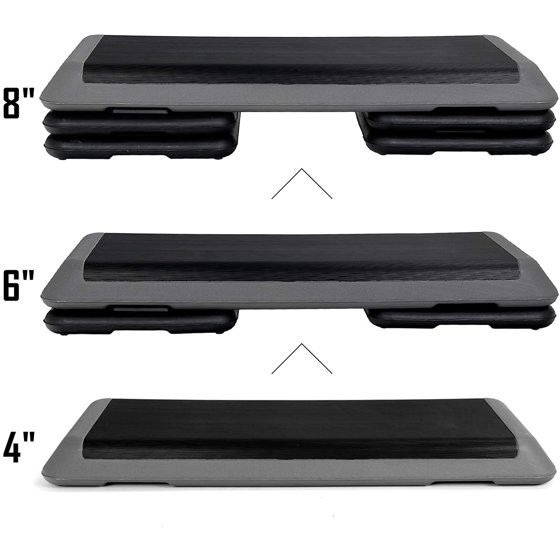 43'' Aerobic Step Platform Adjustable Exercise Fitness Workout Stepper w/4 Riser