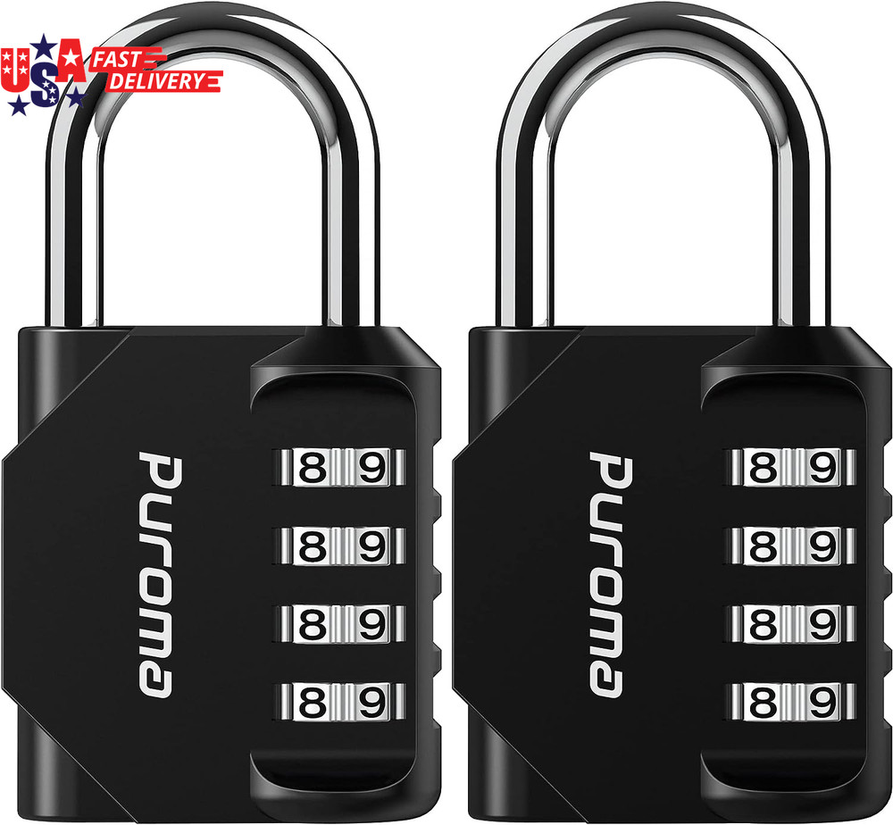 2 Pack Combination Lock for Locker 4 Digit Outdoor Waterproof Padlock for School