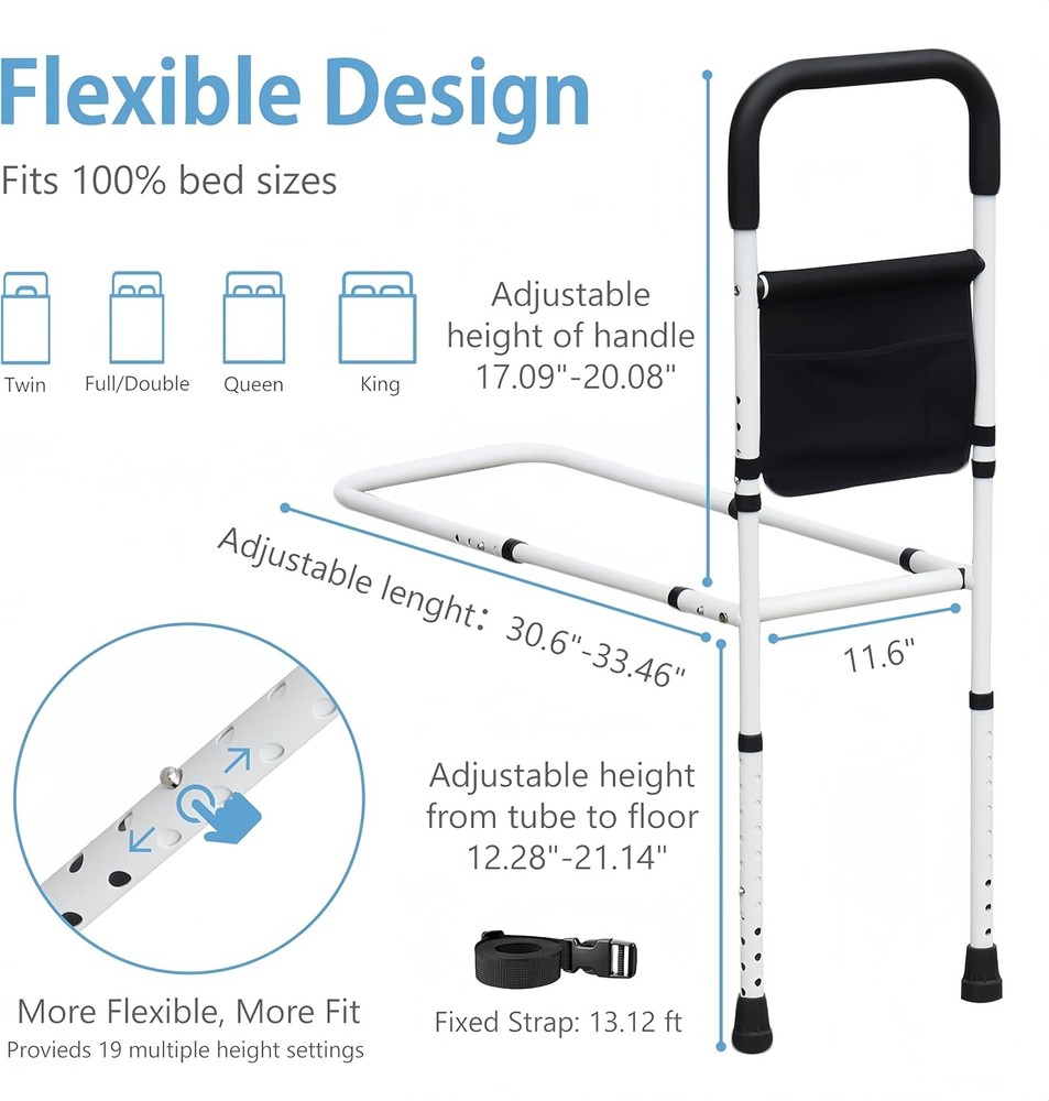 Bed Rails for Elderly Adults Safety, universal, Scalable Base-without Light