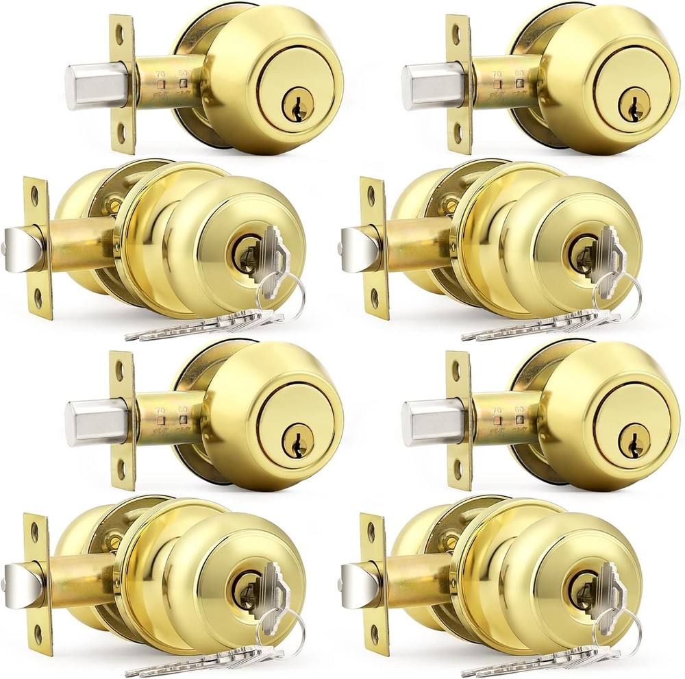 Entry Door Knobs Lock Set & Single Cylinder Deadbolt Combination Set Entry Door