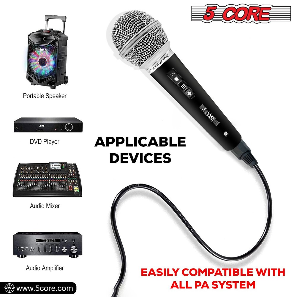 5Core Microphone Dynamic Microfono XLR Audio Cardioid Mic Vocal Karaoke Singing