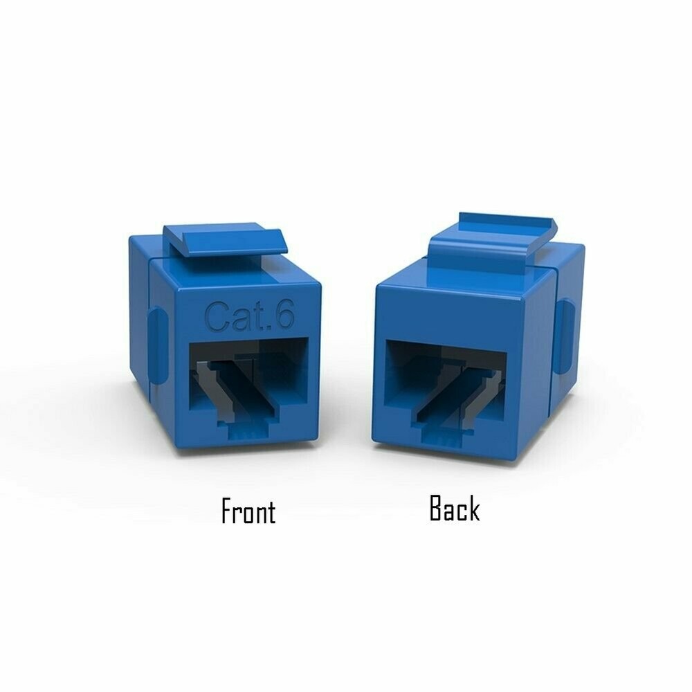 8x CAT6 Keystone Ethernet RJ45 Network Coupler Cable Wall Plate Extender Blue