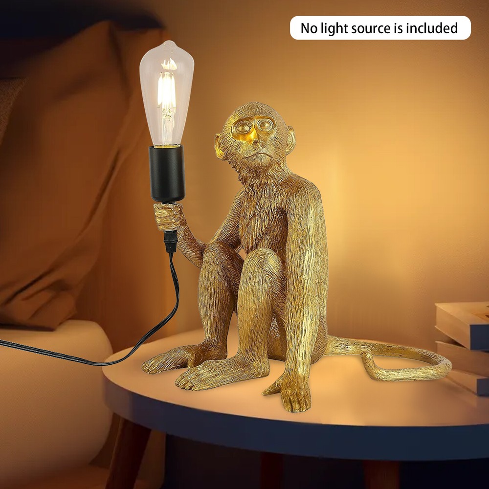 Gold Monkey Table Lamp Sitting Monkey Light Bedroom Monkey Table Light Gift